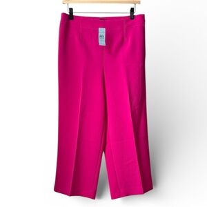 Ann Taylor Hot Pink Palazzo Wide Straight Leg Pleated High Rise Ankle Pants